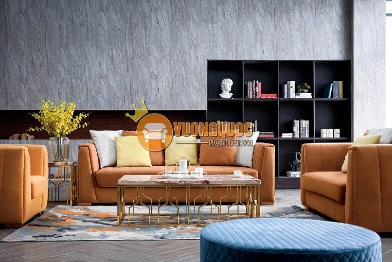 Bộ sofa phòng khách hiện đại màu cam nổi bật CSM 6255-4